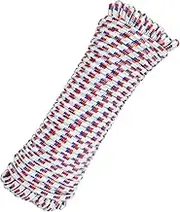 uxcell 3/8 Inch 100 Feet Polypropylene Rope,Solid Braided Utility Rope All Purpose Boat Marine Cord for Camping,Flag Pole,Clothesline,Outdoor,White/Blue/Red