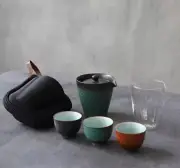 Ceramic Chinese Gaiwan Tea Set Travel Carrier Bag Teapot Tea Cup Glass Pitcher