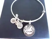 Alex and Ani CAPRICORN Russian Silver Charm Bangle W/Tag Card & Box