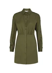 Veronica Beard Rae Stretch-cotton Poplin Mini Shirt Dress - Olive - 8 (UK12 / M) 8 (UK12 / M)
