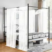 2 Panels Canopy Curtains White Canopy Bed Curtains 55" x 216" Bed Canopy Scar...