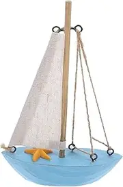 Sewroro Elegant Wooden Sailing Ship Model Nautical Decor Mediterranean Style Sailboat Ornament