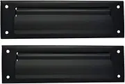 QCAA Solid Brass Mail Slot, with Solid Brass Interior Back Plate, 10" x 3", Matte Black, 1 Pack, Made in Taiwan