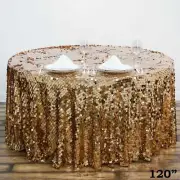GOLD ROUND 120" Large Payette Sequin TABLECLOTH Wedding Catering Dinner Linens