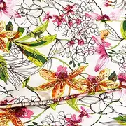 Fabric Mart Direct Pink, Orange Cotton Printed Fabric by The Metre, 16 Continuous Metres 137 cm Width Garden Blossom Abstract Pink Wholesale Cotton Upholstery Fabric for Curtains Bridal Dress Drapes