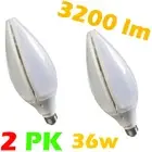 2 Pk 36w LED Bulb Light E26 A19 E27 3200 lumen for Garage Basement Shop Ceiling