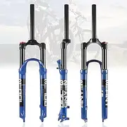 27.5/29in Mountain Bike Suspension Fork 1 1/8'' Straight Tube Air Fork Travel 100mm Disc Brake QR 9mm MTB/XC/AM Fork (Color : Blue, Size : 27.5IN)