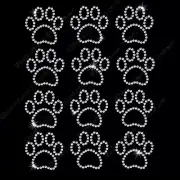Rhinestone Transfer 2" inch Mini Paw Prints Sheet " Hotfix, Iron On, Bow Size