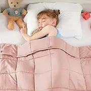 yescool Weighted Blanket 7 Pounds Cooling Weighted Lap Blanket, Pink Heavy Blanket for Sleeping, Washable Weighted Throw Blanket for 60-80lbs, 40"x60"