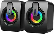 ARTIBETTER 1 Pair RGB Breathing Led Gaming Speakers -Powered Subwoofer Volume Control Small Wireless Desktop Speakers for Home