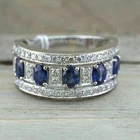 3.50Ct Oval CZ Sapphire Half Eternity Wedding Ring 14k White Gold Plated-Silver