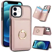 IPhone 11 Case With Card Holder,Military Grade Drop Protection,Durable Shockproof Cover-Rose Gold