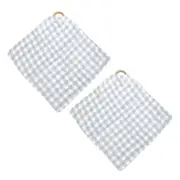 2PK Annabel Trends Muslin Security Blanket Baby Blankie 32cm Gingham Cool Grey