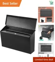 Locking Wall Mount Mailbox - Large Capacity Security Drop Box in Stylish Black