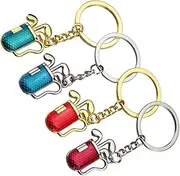 [Healeved] 4Pcs Cartoon Key Chains Cute Barrel Key Rings for Keys and Bag Decoration Mixed Style Key Pendants for All Ages Durable and Fun Accessories