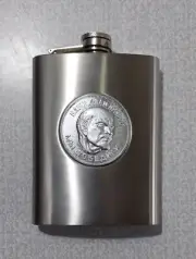 LENIN. Flask 8 oz, stainless steel. For whiskey and other drinks.With the emblem