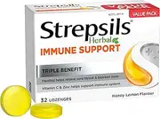 Strepsils Herbal Immune Support Lozenges, Honey Lemon, 32 Pack