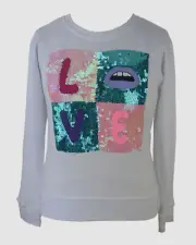 $72 Flowers by Zoe Girls White Rainbow Embellished Pullover Sweatshirt Size M