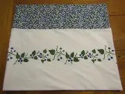 Sierra's Attic stenciled blueberry vines leaves lined cotton curtain valance