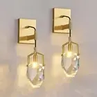Wall Sconces Set of Two Modern Crystal Wall Lighting Gold Wall Lights Indoor ...