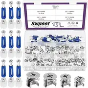 Swpeet 100Pcs 4 Sizes 3 in 1 Furniture Connecting Cam Lock Eccentric Wheels with Blue Dowel Pre-Inserted Bolts Fastener Assortment, Furniture Connecting Lock Nut for Closets Bed Furniture Connecting