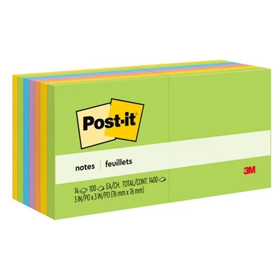 Post it Floral Fantasy Sticky Notes 3x3 Assorted Colors 14 Pads 100 Sheets Each