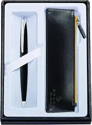 [Cross] ATX Black Refillable Ballpoint Pen and Zip Pen Pouch Gift Set, Includes Premium Gift Box - Classic Black