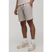 Mens Beige Elasticated Waist Relaxed Fit Textured Stripe Shorts