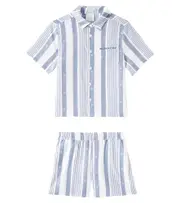 [Givenchy Kids] Givenchy Kids Striped linen-blend shirt and shorts set Y 14 blue
