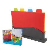Set of 4 Chopping Boards with Stand Colour Coded Cutting Board Set Kitchen