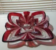 Fifth Avenue Crystal Aurora Square Chip 'n Dip Tray Ruby Accents Soga Japan New