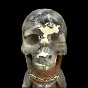 Mosaic Chalcedony Quartz Rare Skull Healing Crystal Carving 651g