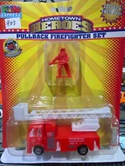 HOME TOWN HEROES PULLBACK FIRE TRUCK AND FIRE FIGHTER holding hose
