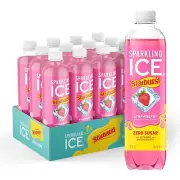 Sparkling Ice STARBURST Strawberry, Zero Sugar Flavored Sparkling Water,17 fl oz