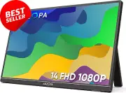 Portable Monitor 14" FHD 1080P Ultra Slim Dual Speakers Kickstand for Laptop