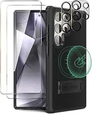 [MOTIVE] 5 in 1 Magnetic Case for Samsung Galaxy s24 Ultra Case, [10FT Military Grade] with 2X Screen Protector + 2X Camera Lens Protector, Slim Protective for s24 Ultra Case 6.8” | Black