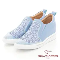 在飛比找momo購物網優惠-【CUMAR】鏤空窗花感內增高懶人休閒鞋(水藍色)