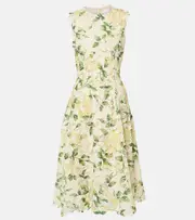 [Oscar de la Renta] Oscar de la Renta Printed midi dress AU 8 yellow