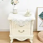 Wolkemer Small Square Tablecloth Elegant White Lace Jacquard Round Doily Tablecloths Table Topper Decoration Cover for Home Dresser Scarf and Table Centerpiece 24 x 24 Inch, WKM_1602
