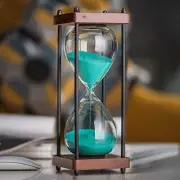 Large Hourglass Timer 60 Minute, Metal Sand Timer Sandglass Clock Green