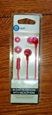 In Ear Headphone with Microphone for Smartphones-Stereos-Computers - Pink - New