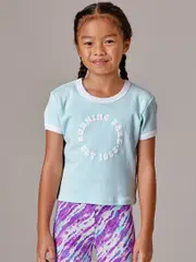 Girls Cotton Tee. Running Bare Ringer T-shirt