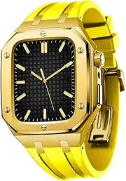 VEVEL For Apple Watch Band Case 45mm 44mm Silicone Strap with Shockproof Bumper Case, Men Women Sports Military Band Protective case only for iWatch Series 8 7 SE 6 5 4