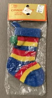 NOS Vintage Miniature Knit Christmas Stocking Trim a Tree Kmart Ornament 5.5”