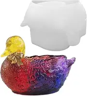 LeoLeoyy Duck Jar Silicone Mold, Non-Stick Duck Candle Mold Storage Box Silicone Mold, Home Ornaments Resin Easy Release Storage Pot for Craft