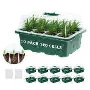10-Pack 120-Cell Seed Starter Trays w/ Vents Reusable Germination Kit