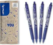 PILOT - Set of 4 FriXion Ball Clicker 07 - Erasable Thermosensitive Ink Pen - Retractable and Refillable Roller Pen - Blue - Medium Tip