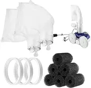 Pool Cleaner, Pool Cleaner Parts - Pool Cleaner Kit Portable Pool Cleaner Accessories - 2 x 280 Filter Bags, 6 Sweep Horse Tail Scrubber and 3 Pool Cleaner Tires for Pool Vacuum Cleaner