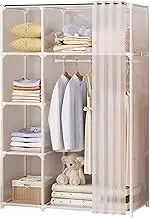 Wardrobe Portable Canvas Wardrobe with Hanging Rail, Shelves, Clothes Closet Storage Organizer for Bedroom, Living Room Strong and Durable,White-103x42.5x160cm