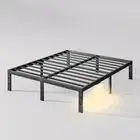 7-Inch Low Bed Frame Queen Size with LED Night Light, Metal Platform Queen Be...